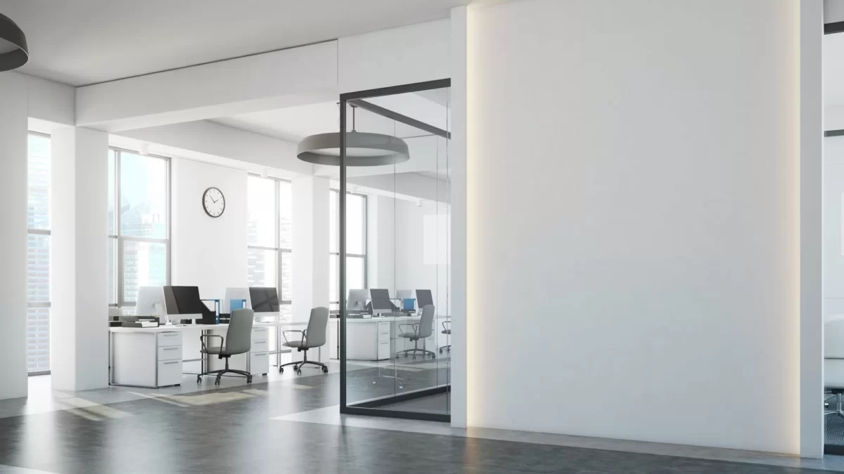 office space for hybrid working - white office 1200x675 - How to plan your office space for hybrid working